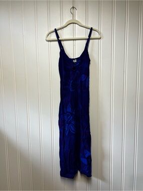 Island Planet Blue and Purple Tropical Rayon Sundress Size XS Adjustable Straps